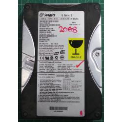 Used, Hard disk,Segate,U Series 5,ST320413A,P/N:9R4003-307,Deskop, IDE, 20GB tested good, no bad sectors or SMART errors