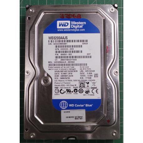 Used Hard Disk,WD3200AAJS,WD Caviar,WD3200AAJS-60Z0A0,Deskop,SATA,320GB tested good,no bad sectors or SMART errors