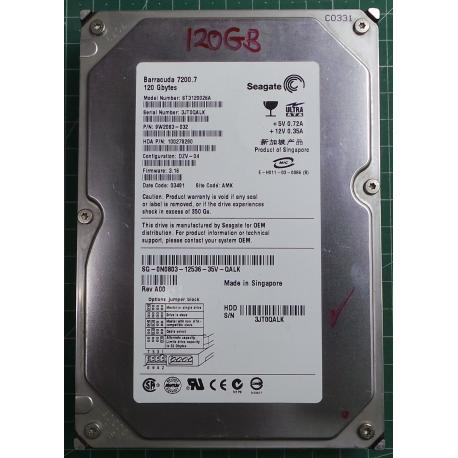 USED Hard Disk,Segate,Barracuda 7200.7,ST3120026A,P/N:9W2083-032,Desktop, IDE, 120GB tested good, no bad sectors or SMART errors