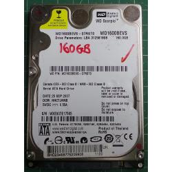 Used, Hard Disk,WD1600BEVS, WD Scorpio, WD1600BEVS-07RST0, Laptop, SATA, 160GB tested good, no bad sectors or SMART errors