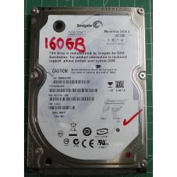 Used, Hard Disk, Seagate, Momentus 5400.3, ST9160821AS, P/N:9S1134-286, Firmware: 3.ALC, Laptop, SATA, 160GB