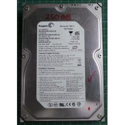 USED Hard disk,Segate,Barracuda 7200.9,ST3250824A,P/N:9BD033-303,Desktop, IDE, 250GB tested good,no bad sectors or SMART errors