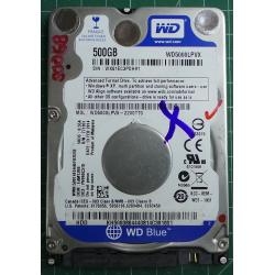 USED Hard disk,WD5000LPVX,WD5000LPVX-22V0TT0,Laptop, SATA, 500GB tested good, no bad sectors or SMART errors