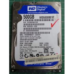 USED Hard disk,WD5000BEVT,WD5000BEVT-22ZAT0,Laptop, SATA, 500GB tested good, no bad sectors or SMART errors