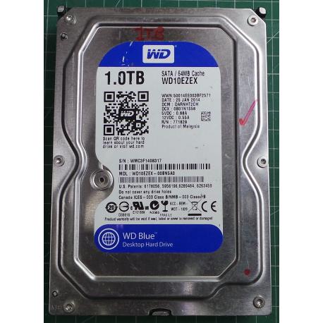 USED Hard Disk,WD10EZEX,WD Blue,WD10EZEX-00BN5A0,Desktop, SATA, 1TB tested good, no bad sectors or SMART errors