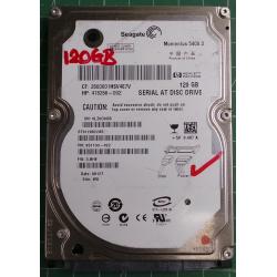 USED Hard disk,Segate,Momentus 5400.3,ST9120822AS,P/N:9S1133-022,Laptop, SATA, 120GB tested good, no bad sectors or SMART errors