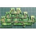 Triple-deck terminal block,6-conductor ground terminal block, 2.5 mm², PE, without marker carrier,green-yellow