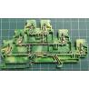 Triple-deck terminal block,6-conductor ground terminal block, 2.5 mm², PE, without marker carrier,green-yellow