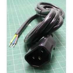 RS PRO IEC C14 Plug to Unterminated Plug Power Cord, 2m, 731-6166