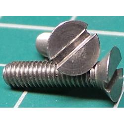 Screw, M3x12, Countersunk Head, Slotted, Stainless Steel