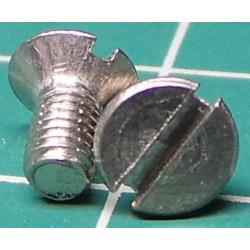 Screw, M3x6, Countersunk Head, Slotted, Stainless Steel