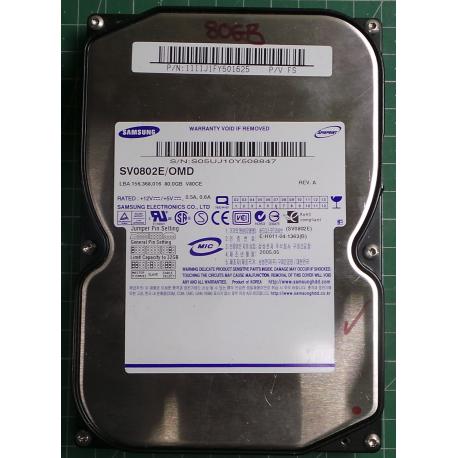 USED, Hard Disk, SAMSUNG, SV0802E/OMD, P/N: 1111J1FY501625, Desktop, IDE, 80GB