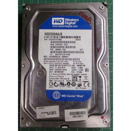 USED Hard Disk, WD2500AAJS, WD Caviar, WD2500AAJS-60M0A1, Desktop, SATA, 250GB