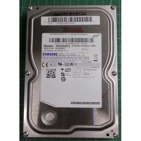 USED Hard Disk, SAMSUNG, HD252HJ, P/N: 478921GQ810001, Desktop, SATA, 250GB