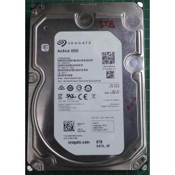 USED, Hard Disk, Seagate, Archive HDD, ST8000AS0002, P/N: 1NA17Z-004, Firmware: AR17, Desktop, SATA , 8TB