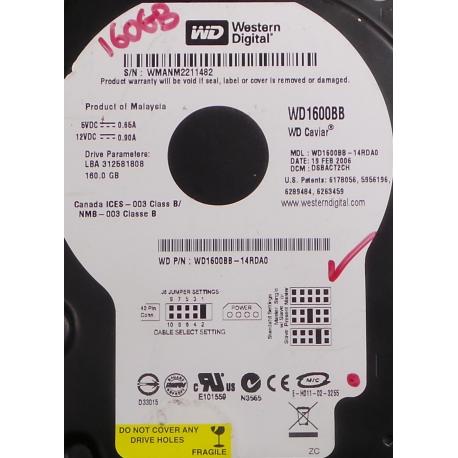 USED, Hard Disk, WD1600BB, WD Caviar, WD1600BB-14RDA0, Desktop, IDE, 160GB