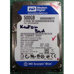 USED, Hard disk, WD500BEVT, WD5000BEVT-00A03T0, Laptop, SATA, 500GB