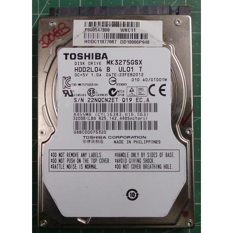 USED, Hard disk, Toshiba, MK3275GSX, HDD2L04 B UL01 T, Laptop, SATA, 320GB