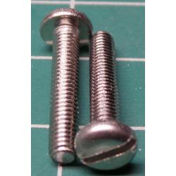 Screw, M3x16, Button Head, Slotted, Stainless Steel