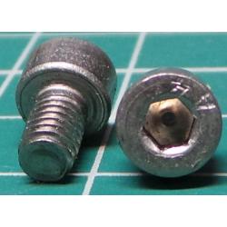 Screw, M4x6, Cheese Head, Hex, Stainless Steel
