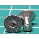Screw, M4x8, Countersunk Head, Hex, Stainless Steel