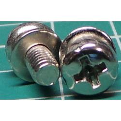 Screw, M4x8, Cheese Head, Phillips, With Washer and Split Washer