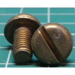 Screw, M5x10, Button Head, Slotted, Brass