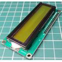 1602 LCD Module, 16x2, HD44780 Controller, Yellow/Green Backlight