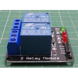 Relay module 2x, 5V power supply, without optocoupler