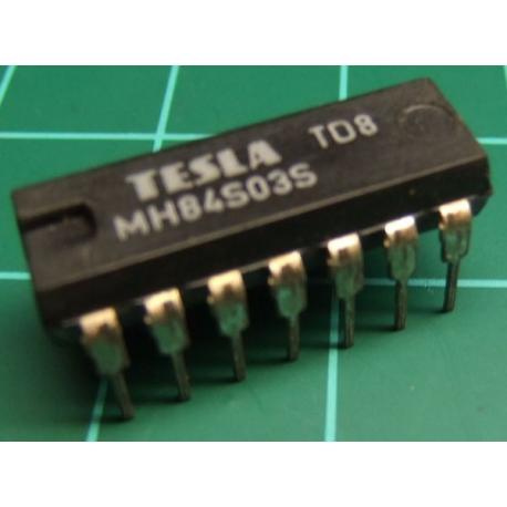 MH84S03S (Hi Spec 74S03), TESLA, quad 2-input NAND gate with open collector outputs