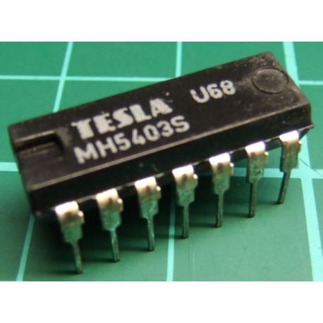 MH5403S (Mil Spec 7403S), TESLA, quad 2-input NAND gate with open collector outputs