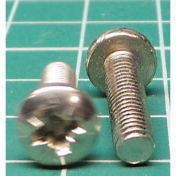 Screw, M4x15,Button Head, Pozi, Stainless Steel