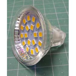 LED Bulb, MR11, 18SMD-2835, AC/DC: 10-30V, Warm White