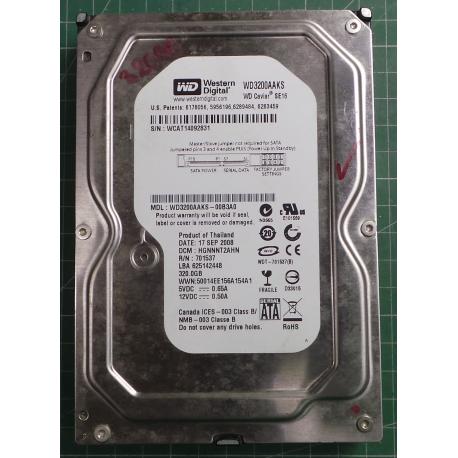 USED, Hard Disk, WD3200AAKS, WD Caviar, WD3200AAKS-00B3A0, Desktop, SATA, 320GB