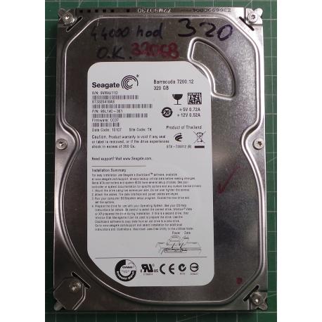 USED, Hard Disk, Seagate, Barracuda 7200.12, ST3320418AS, P/N: 9SL14C-301, Firmware: CC37, Desktop, SATA, 320GB