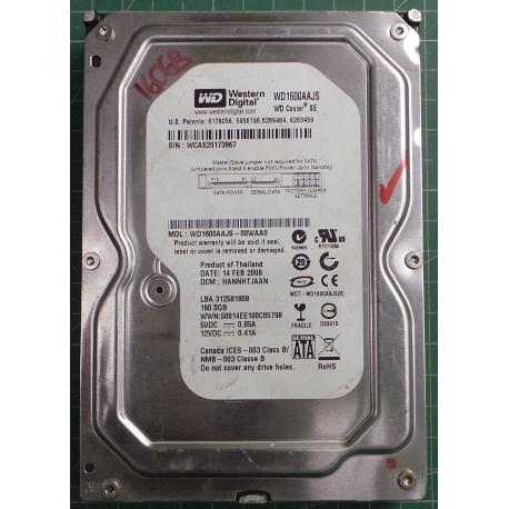 USED, Hard Disk, WD1600AAJS, WD Caviar, WD1600AAJS-00WAA0, Desktop, SATA, 160GB