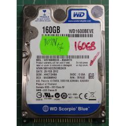 USED, Hard disk, WD1600BEVE, WD Scorpio, WD1600BEVE-00A0HT0, Laptop, IDE, 160GB