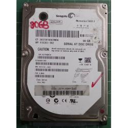USED, Hard disk, Seagate, Momentus 5400.3 , ST980811AS, P/N: 9S1132-022, Firmware: 3.BHE, Laptop, SATA, 80GB