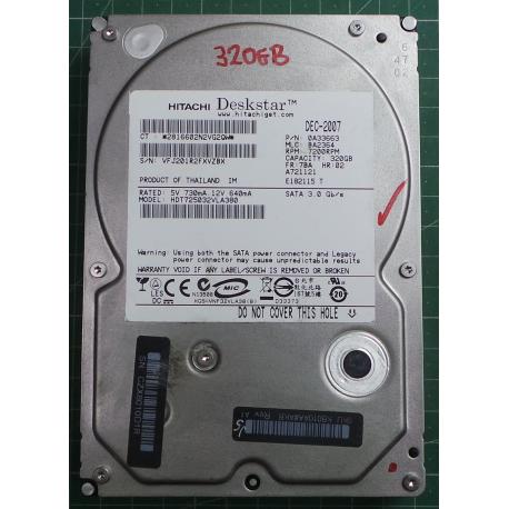 USED, Hard Disk, HITACHI, HDT725032VLA380, P/N: 0A33663, Desktop, SATA, 320GB