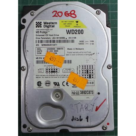 USED, Hard Disk, WD200, WD Protege, WD200EB-00BHF0, Desktop, IDE, 20GB