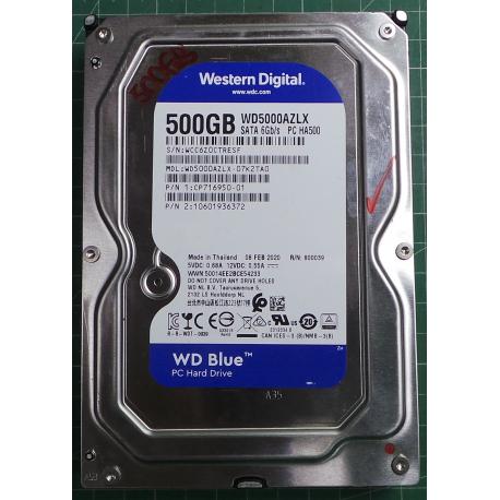 USED, Hard Disk, WD5000AZLX, WD Blue, WD5000AZLX-07K2TA0, Desktop, SATA , 500GB