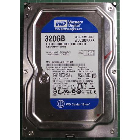 USED, Hard Disk, WD3200AAKX, WD Caviar, WD3200AAKX-221CA1, Desktop, SATA , 320GB