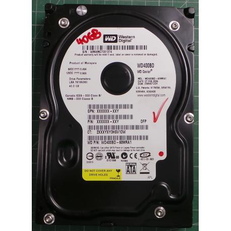 USED, Hard Disk, WD400BD, WD Caviar, WD400BD-60MRA1, Desktop, SATA , 40GB