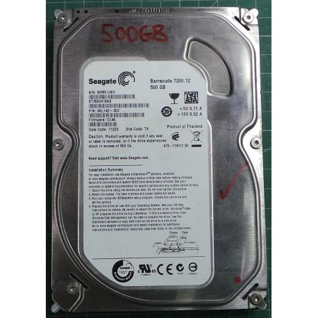 USED, Hard Disk, Seagate, Barracuda 7200.12, ST3500418AS, P/N: 9SL142-303, Firmware: CC46, Desktop, SATA, 500GB