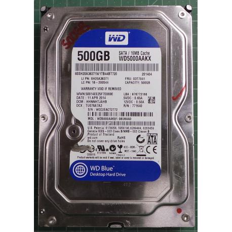 USED, Hard Disk, WD5000AAKX, WD Blue, WD5000AAKX, Desktop, SATA , 500GB