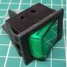 Switch, Rocker, DPST, 250V, 15A, Green