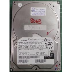 USED, Hard Disk, HITACHI, IC35L090AVV207-0, P/N: 08K0834, Desktop, IDE, 80GB