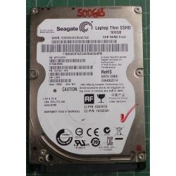 USED, Hard Disk, Seagate, Laptop Thin SSHD , ST500LM000, P/N: 1EJ162-074, Firmware: LVD4, Desktop, SATA, 500GB