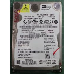 USED, Hard Disk, WD1600BEVS, WD Scorpio, WD1600BEVS-08RS, Laptop, SATA, 160GB