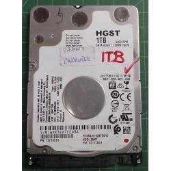 USED, Hard disk, HGST, HTS541010B7E610, HDD: Z5K1, P/N: 1W10081, Laptop, SATA, 1TB